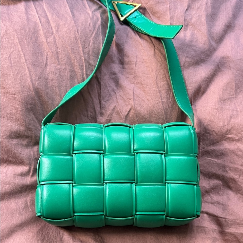Woven Green Shoulder Bag - Women